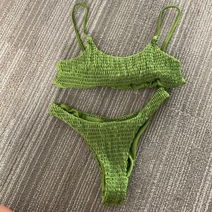 Shein smocked green bikini